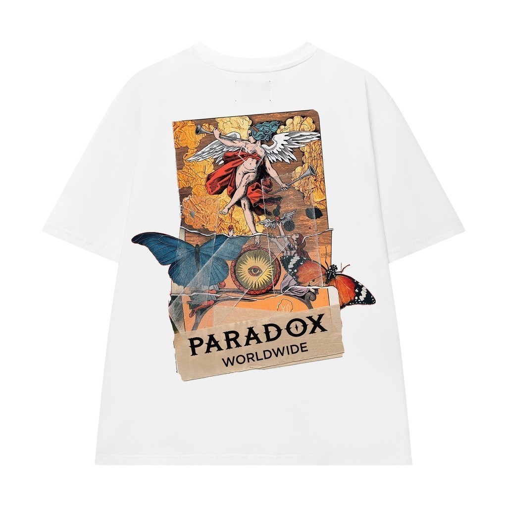 2024 Paradox 2024 Áo thun họa tiết rộng-Unisex-Print-EKOSYSTEM-Trắng Đen