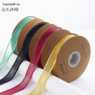 [Yjh8] 25 Hạt / Cuộn 2.5cm Sheer Voan Ruy Băng Sa Ruy Băng Cho Gói Quà Trang Trí Tiệc Cưới Bó Hoa Ren Mới