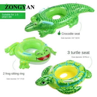 Vòng bơi phao bể bơi cho bé POOU, Vòng bơi ếch bơm hơi hình con rùa, Vòng bơi khủng long Ếch PVC Xanh cho trẻ sơ sinh