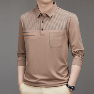 Áo Sơ Mi Polo Nam Xuân Thu Dài Tay Trung Niên Và Ông Già Quần Áo Rời Cotton Mỏng Ve Áo Top