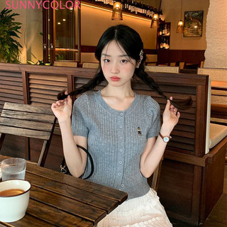 SUNNYCOLOR áo phông áo thun nữ croptop baby tee Fashion Dễ thương xu hướng Stylish WMJ2470CM7 28Z240711