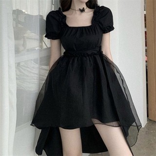 Nữ Mùa Hè Pháp Mới Tính Khí Ngọt Ngào Cổ Vuông Slim-fit Puff Dress