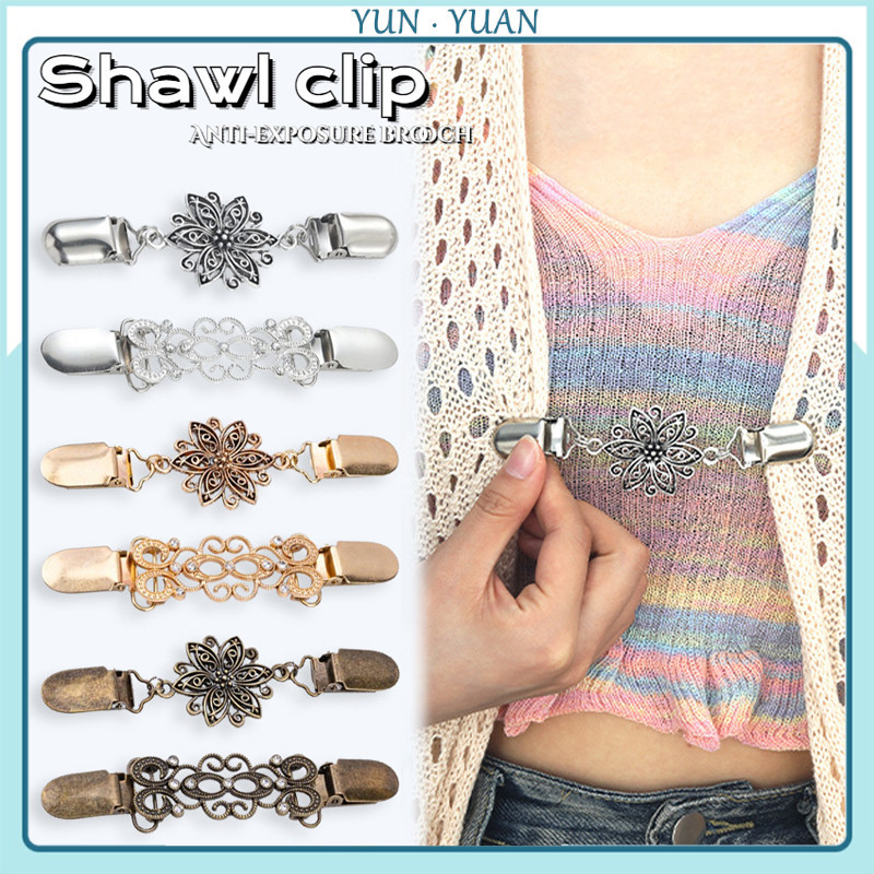 [Yunyuan] Kẹp khăn choàng, Kẹp áo len cổ điển châu Âu và Mỹ, Khóa khăn quàng cổ đính kim cương dành cho nữ, Trâm cài chống lộ, Cổ áo, Kẹp khăn quàng cổ, Phụ kiện hợp kim