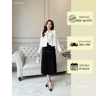 Chân váy nữ dập ly dáng dài freesize thiết kế Charme CH 8057