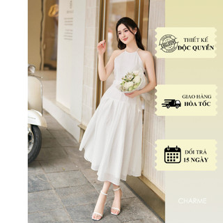 Váy maxi cổ yếm xẻ eo charme 403024