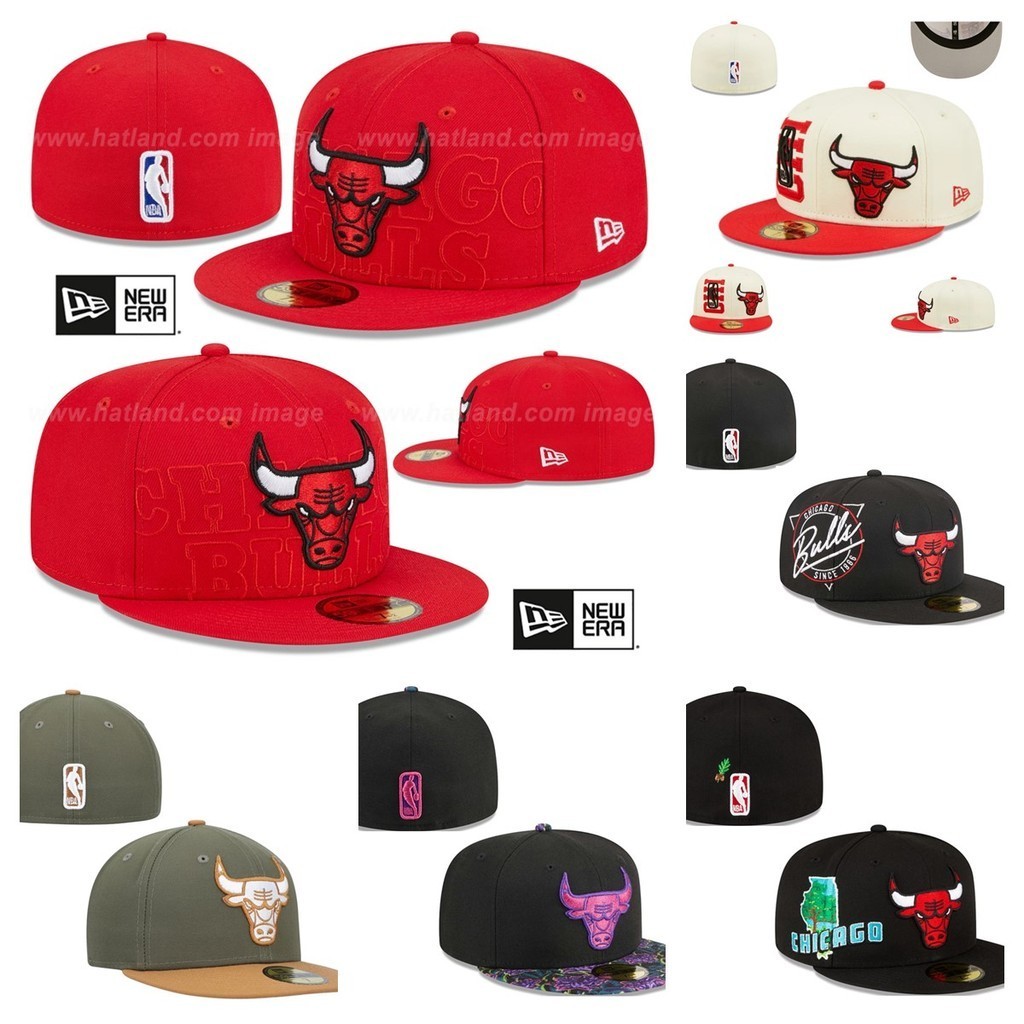 Mũ bóng rổ Chicago Bulls Mũ bóng rổ Full Closed Fit Mũ vành phẳng Mũ chống nắng