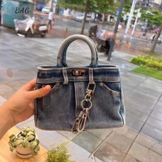  Retro Tất Cả Trận Đấu Rửa Túi Xách Denim Đeo Vai Túi Jean Bạch Kim 