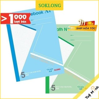 Vở A4 200 trang caro 5x5 MS 298 Math Notebook tiện lợi cho học toán sổ Klong ( không chọn màu)