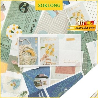 Set túi zip 40 ảnh giấy dán phong cách Vintage [SOKLONG], Bộ Sticker màu trong trẻo trang trí sổ