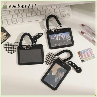 Hộp đựng thẻ AMBER1, Hộp đựng thẻ Photocard bằng nhựa màu đen, Mặt dây chuyền túi 3 inch Trường học Văn phòng phẩm Hộp đựng thẻ kinh doanh