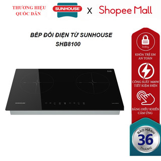  Bếp điện từ đôi Sunhouse SHB8100 Mặt kính cao cấp chịu nhiệt tốt Bảng điều khiển cảm ứng Tổng công suất 3600W 