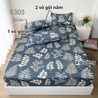  Bộ ga giường thun lạnh 4 món R305 in 3D REE Bedding đủ size drap trải nệm 