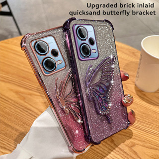 Sang Trọng Trong Suốt Bling Lấp Lánh Silicon Mềm Chống Sốc Giá Đỡ Điện Thoại Dành Cho Xiaomi Redmi Note 12 Pro 5G Ốp Lưng Có Phim Camera Bảo Vệ Mạ Vỏ Điện Thoại