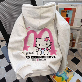  Áo hoodie nữ xám ghi áo khoác Hello Kitty áo nỉ dài tay mùa thu đông 100% cotton Salmo 