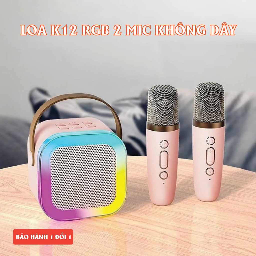 Loa Bluetooth Karaoke Mini K12 công suất 10W – CÓ ĐÈN LED, Loa Karaoke, Loa K12, Loa mini, Loa máy t
