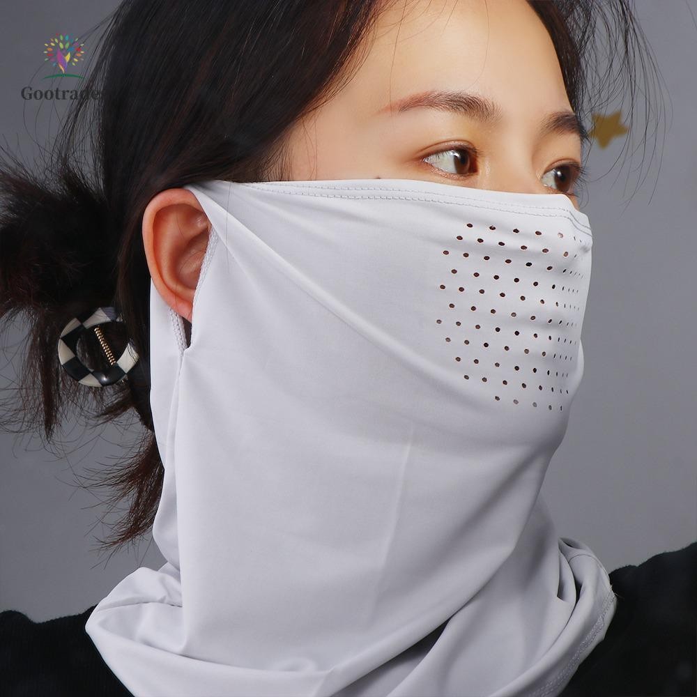 Băng Lụa Mặt nạ Đi Xe Đạp Đi Bộ Đường Dài Câu Cá Màu Trơn Chống Tia UV Mùa Hè Khăn Cho Nam Thể Thao Chống Nắng Yếm Cổ Bọc Bao