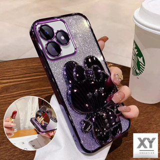  Ốp điện thoại Realme C61 C63 Note 50 12 C65 C55 C53 C51 C12 C15 C25 C25S C21Y C25Y mạ điện Giá đỡ thỏ dễ thương Vỏ bảo vệ lấp lánh trong suốt Vỏ chống sốc Ốp lưng Realme C61 C63 Note 50 12 C65 C55 C53 C51 C12 C15 C25 C25S C21Y C25Y 