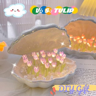 Diy Hoa Tulip Ánh Sáng Vỏ Gốm Handmade Hoa LED Đèn Ngủ Sinh Nhật Ngày Lễ Tình Nhân Ngày Phụ Nữ Quà Tặng Ngày Của Mẹ