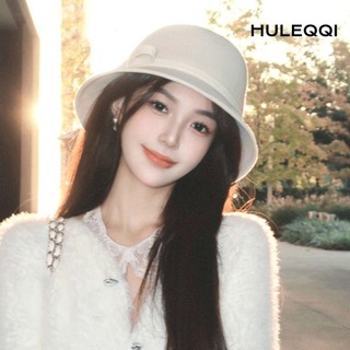 HULEQQI Nỉ Fedora Mũ Nơ Thu Đông Cho Nữ