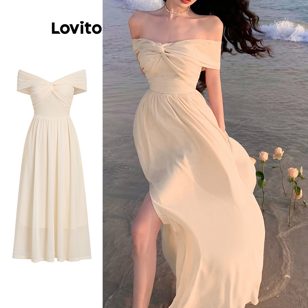Lovito Váy xoắn lưới tương phản trơn thanh lịch dành cho nữ L104ED321