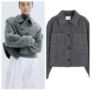 Zara Thu Đông Sản Phẩm Mới Nữ Xám Xám Thoải Mái Đơn Dây Đeo Ngực Hồ Sơ Áo Khoác Ngắn 1208496