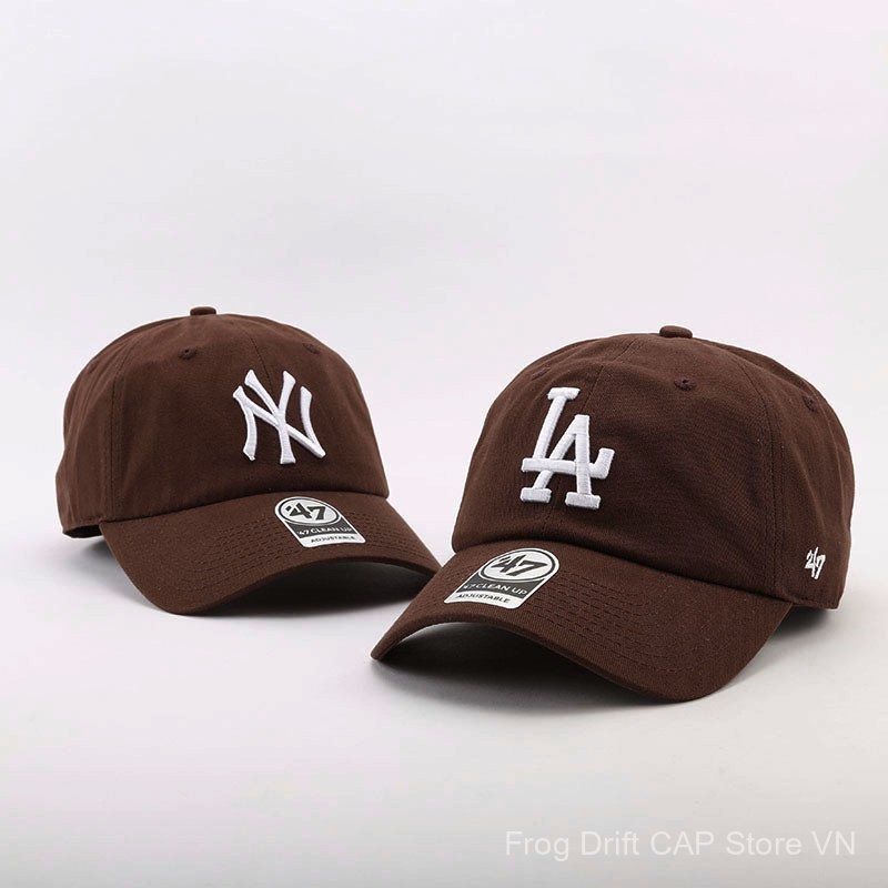 Mũ 47brand LA Mũ bóng chày nữ màu nâu mềm Mũ Tiêu chuẩn lớn ny Mũ Lưỡi Trai Bảng chữ cái Yankees