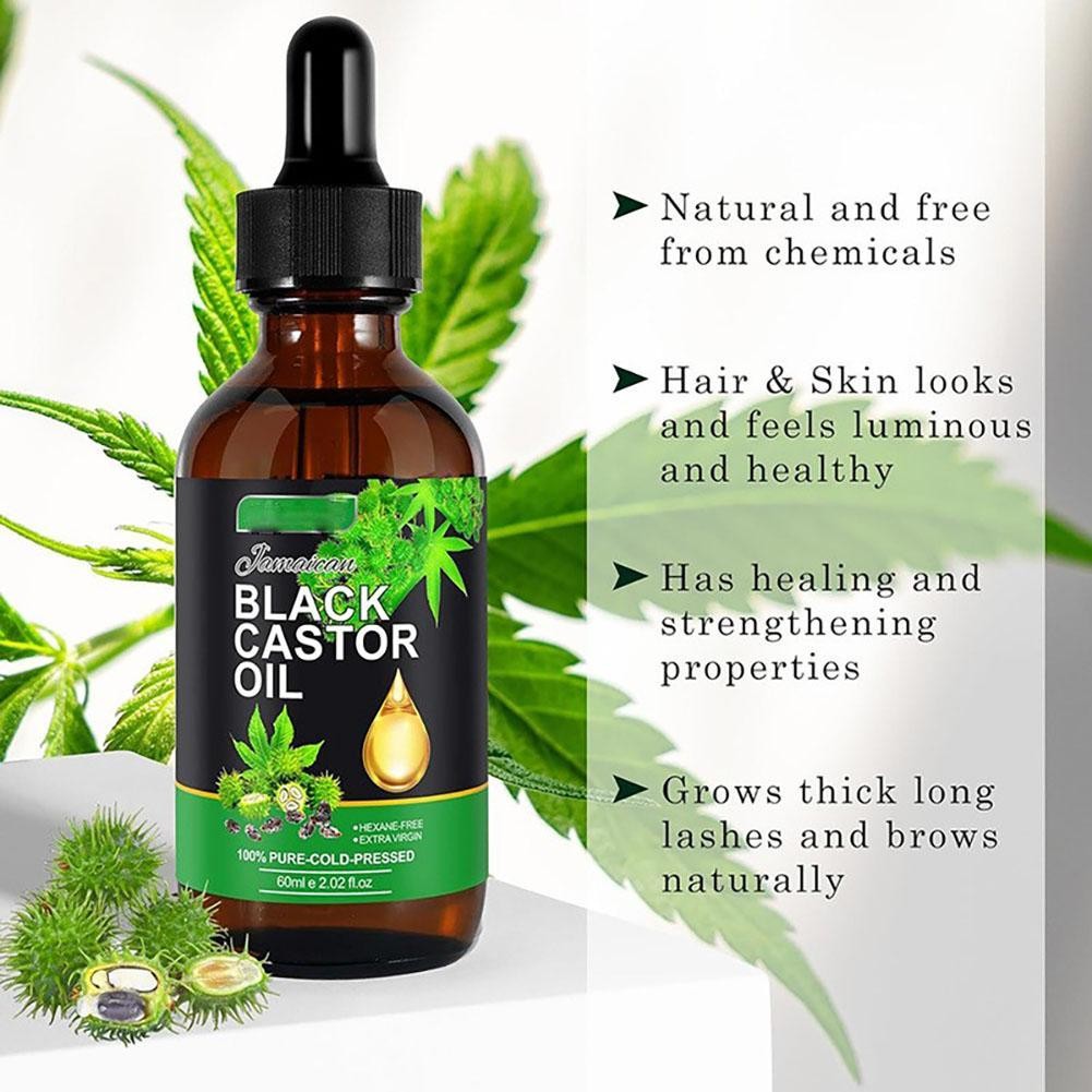 Dầu thầu dầu đen Massage dưỡng da Tinh dầu 60ml Dầu thầu dầu chống lão hóa Multi-Peptide C7S3