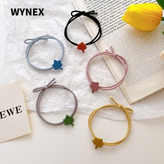 WYNEX  5 chiếc Băng đô Hàn Quốc, Vòng tóc lá phong tối giản thắt nút hai lớp, Dây cao su buộc tóc co giãn cao cho đầu thịt viên