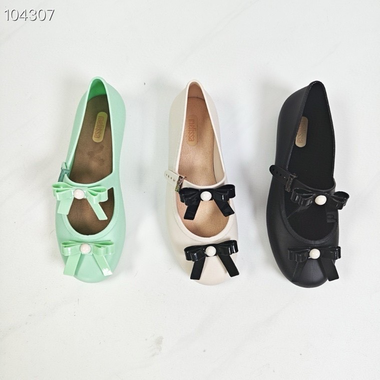 [Giao hàng trong ngày] 2025 Phong cách mới Melissa Giày đế bằng nữ Bow Pearl Dance Shoes Melissa Jel