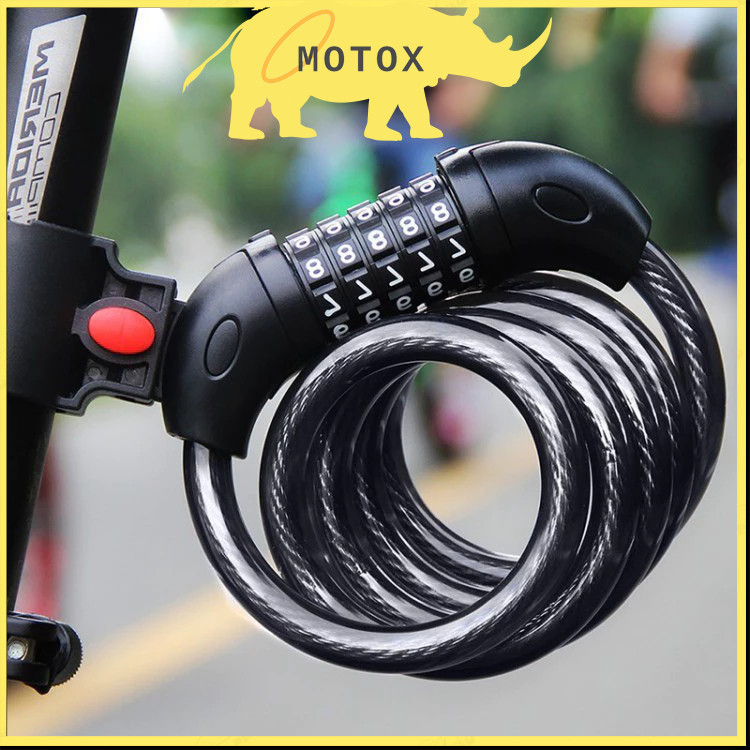 khóa xe đạp chống trộm cao cấp lõi thép chống cắt, khóa dây đổi được mật khẩu nhiều màu sắc