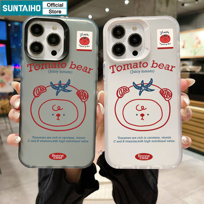 Ốp Điện Thoại Suntaiho Họa Tiết Gấu Cà Chua Tươi Dễ Thương Trong Suốt Mờ Mềm Cao Cấp Chống Sốc Cho iPhone 11 12 13 14 15 16 Pro Max IP 7 8 Plus Iphon X XS XR Xs max