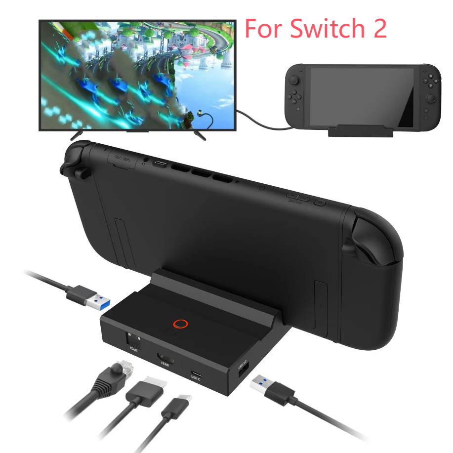 Dành Cho Nintendo Switch 2 TV Docking Station Đế Sạc 4K HDMI Adapter HDMI Video Converter Đứng Sạc C
