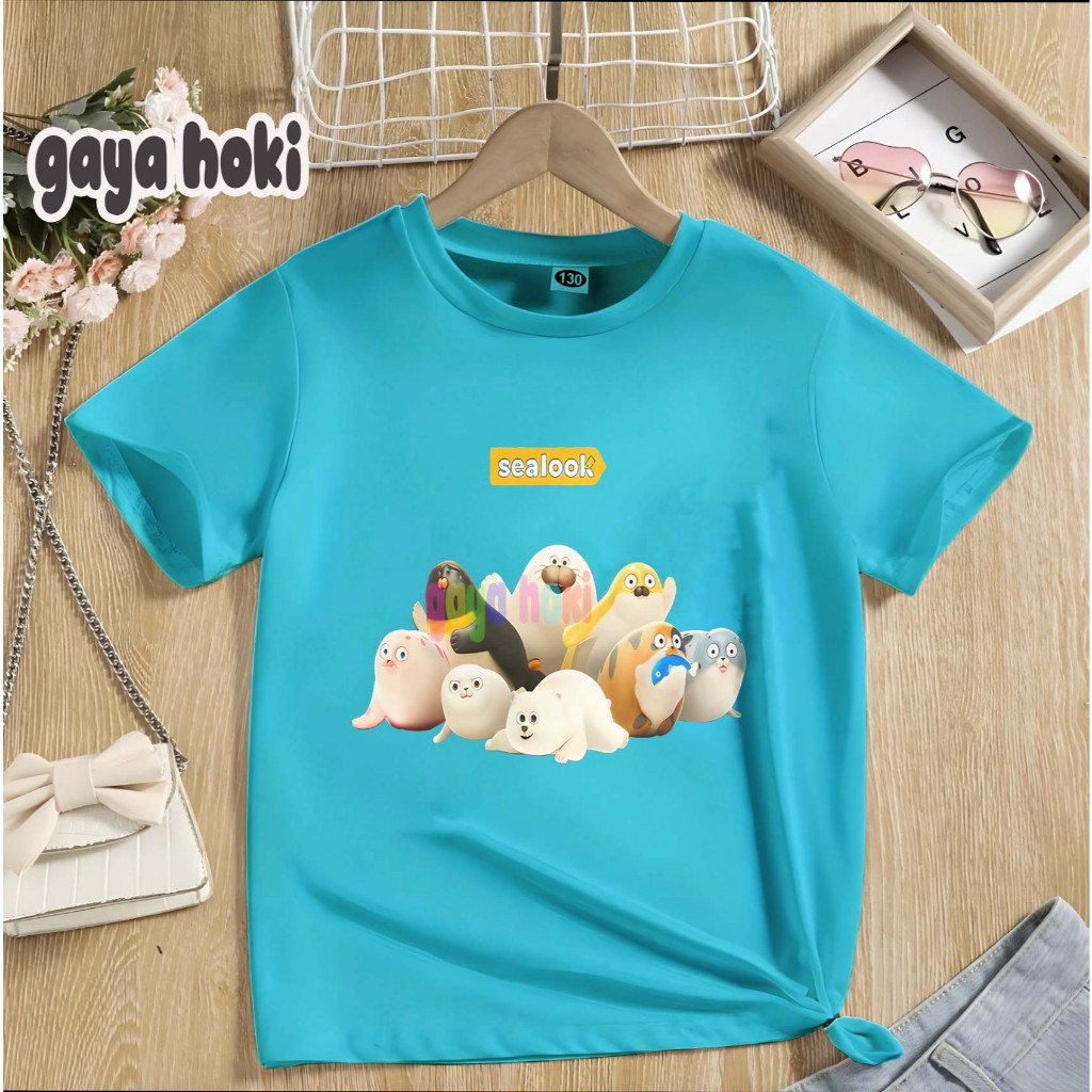 Áo thun trẻ em Unisex 2D có thiết kế Sealook hoạt hình dễ thương cho mùa hè vui nhộn Thích hợp cho 2