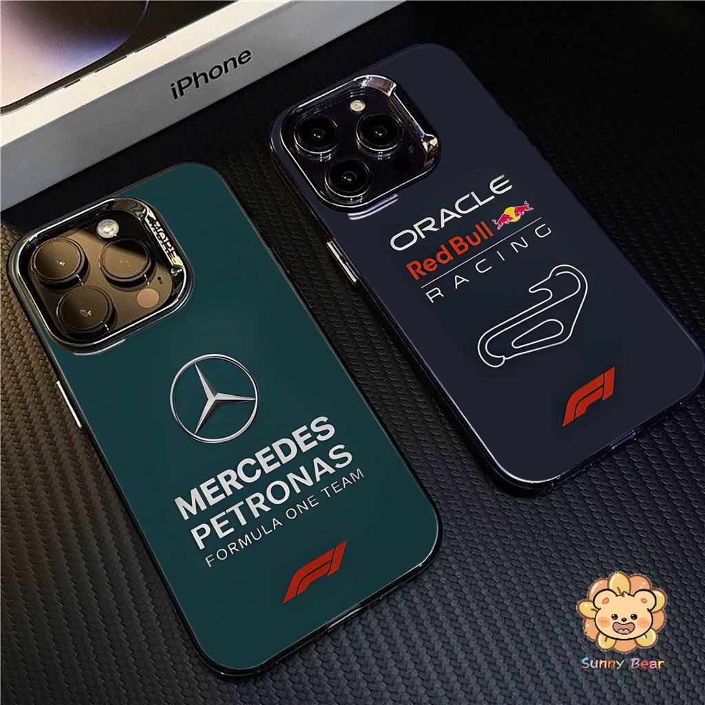 Ốp iPhone 16 Pro Max Logo Đội F1  thoại bảo vệ ống kính mạ điện mờ màu trơn đơn giản Tương thích cho