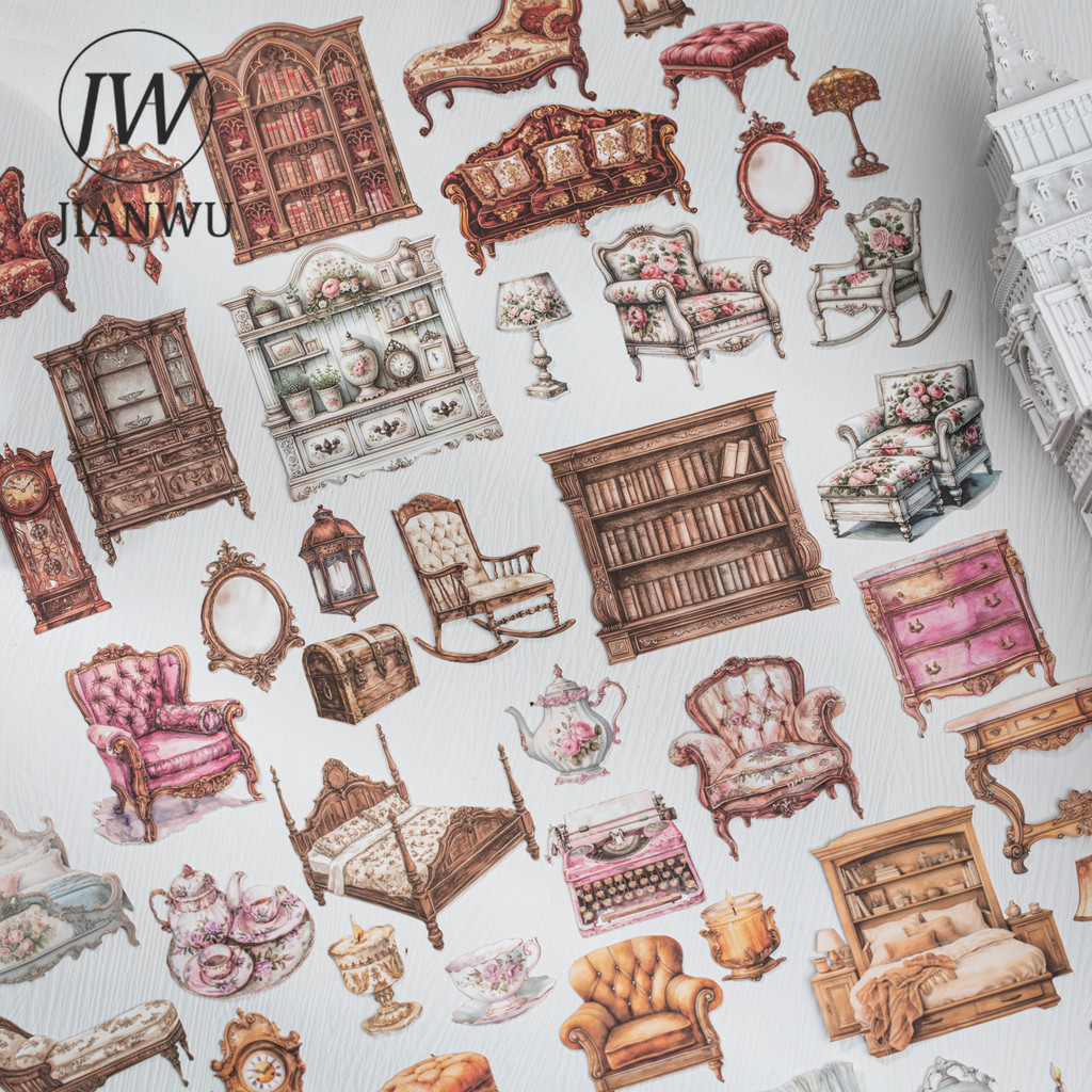 JIANWU Chậm Paced Phong Cách Sống Series Vintage Nội Thất Nhà Phong Cảnh Chất Liệu Cắt Dán Sáng Tạo 