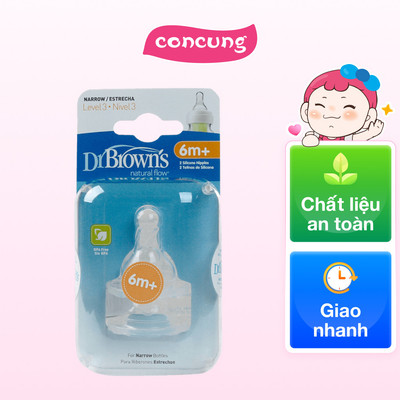 Núm ty thay thế Silicon Dr.Brown's Cổ hẹp (2 cái, số 3, 6-9M)