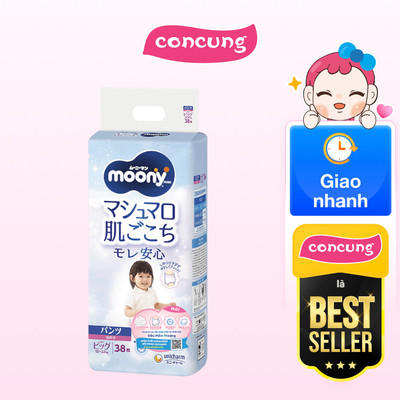 Tã quần Moony bé gái size XL 38 miếng - concung
