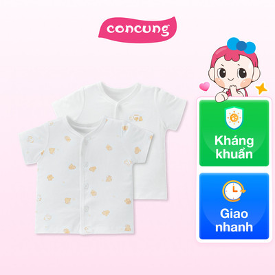 Set 2 áo sơ sinh cài giữa tay ngắn Animo Easy HN0125002 (0-3M,Trắng,NN05)