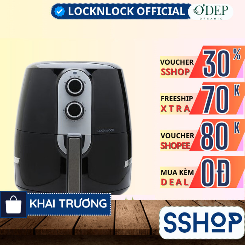 Nồi chiên không dầu 5,2L LocknLock Chính hãng EJF151BLK - SSHOP SSO