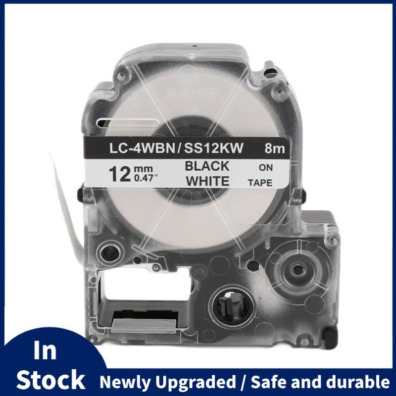 5 Gói Thay Thế -4WBN LC-4WBN9 (SS12KW) Băng Nhãn Cho LabelWorks LW300 LW400 LW500 LW700 Đen Trên Trắ