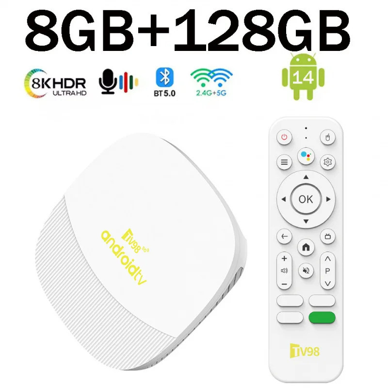 TV98 ATV Max TV Box 4K Android 14 Wifi6 4G 5G BT Allwinner H313 Media Player 8GB 128GB Điều khiển bằ