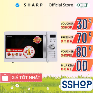 Lò vi sóng có nướng Sharp 23 Lít Chính hãng, 1000W 5 mức công suất R-G371VN-W - BẢO HÀNH 15 THÁNG - SSHOP SSA