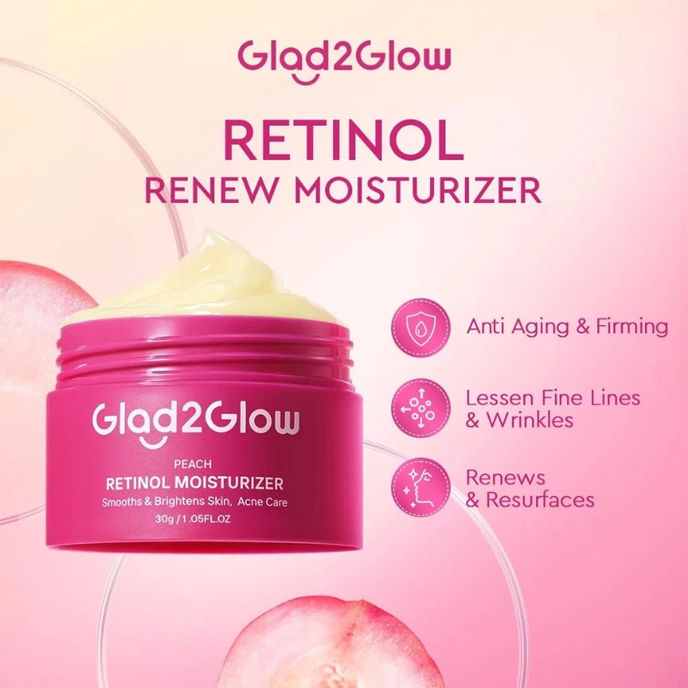 Glad2Glow Peach Retinol Moisturizer Day Night Face Cream 30g