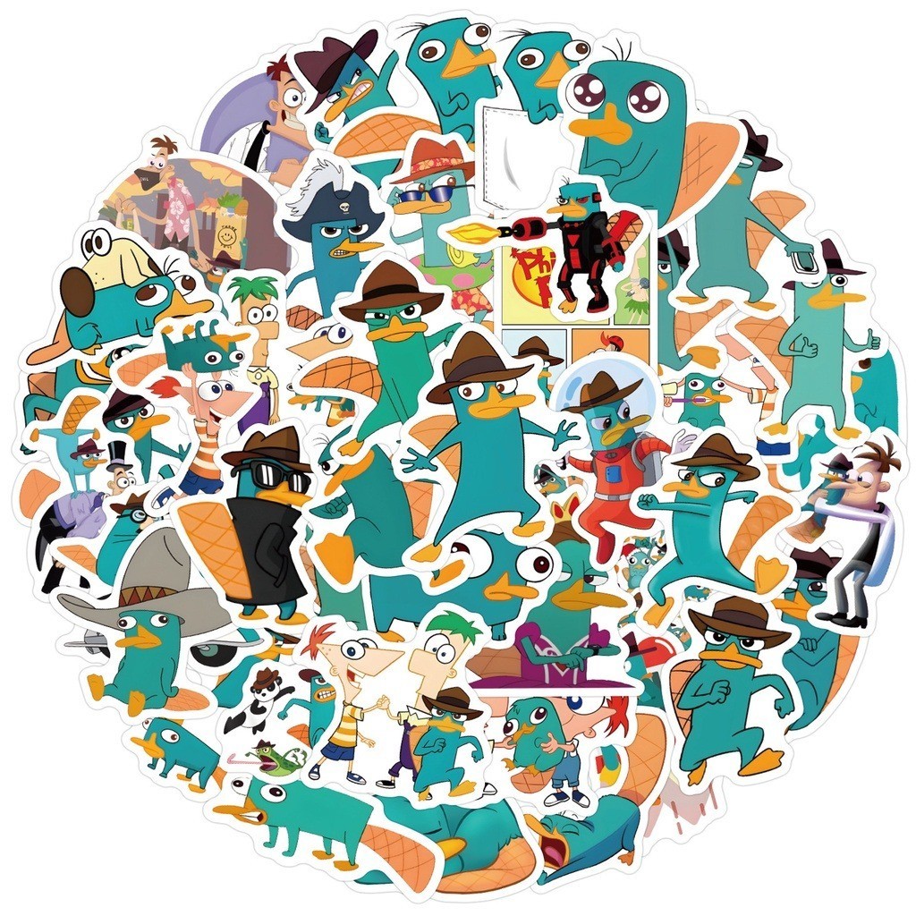 Y&P| Hình Dán Chống Nước Perry The Platypus Phim Hoạt Hình Mũ Bảo Hiểm Máy Tính Xách Tay Hành Lý Dán
