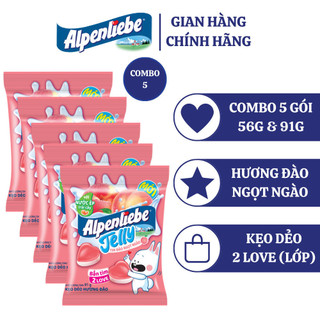 Combo Kẹo dẻo Alpenliebe Jelly Tim Đào Ngọt Ngào