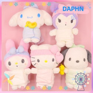 Móc khóa búp bê DAPHS Sanrio, Phim hoạt hình Kitty Kuromi Melody Cinnamoroll Đồ chơi nhồi bông nhồi bông, Móc khóa sang trọng dễ thương 10cm Động vật sang trọng