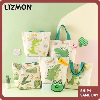 Túi xách vải hoạt hình LIZMON, Túi đựng đồ ăn trưa Túi xách trẻ em khủng long, Túi vải in hình cá sấu di động dung tích lớn