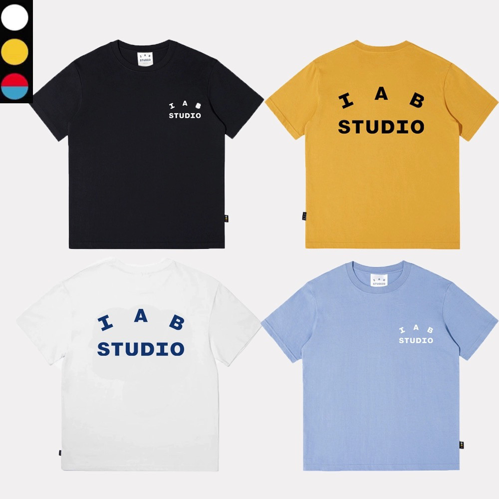 Iab STUDIO Dạo Phố Nam Nữ Áo Thun Tay Ngắn Cổ Tròn Phù Hợp Với Áo