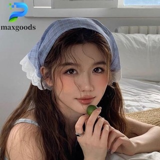 maxgoods Giác Bandana, Khăn Ren In Kẻ Sọc, Khăn Turban Thanh Lịch Quấn Bohemia Sọc Xanh Tam Giác Khăn Du Lịch