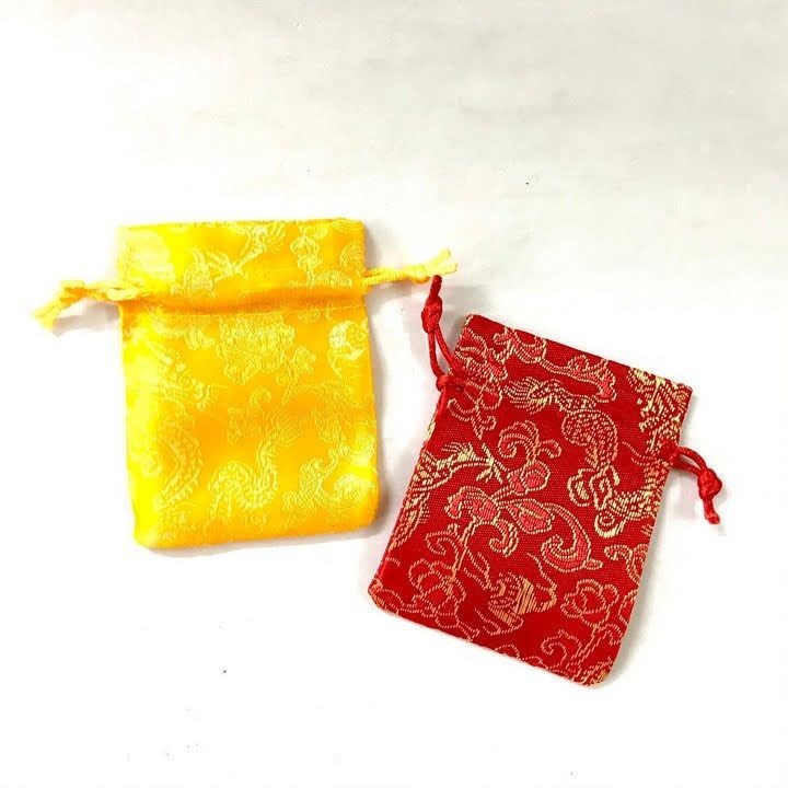 Combo 10 Túi gấm long phụng 7x9cm dây rút dùng đựng trang sức, qùa tặng phong thuỷ- SP008348